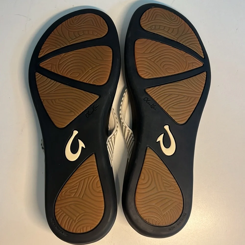 OLUKAI Ho’opio Bone / Stripe Women’s Size 7 - Picture 16 of 16